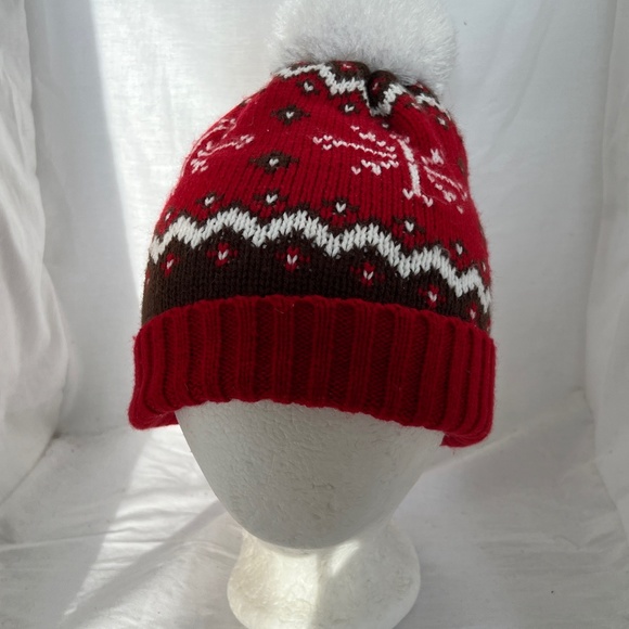 Tim Hortons Toque Pompom Beanie Red Black White Winter Hat One Size Fits All - Picture 4 of 7